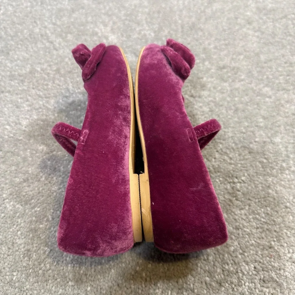 Janie and Jack Velvet Bow Mary Jane Flats Ballet Berry Pink Size 7 Wedding Guest